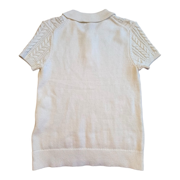 NWT Women's Nautica Jeans Ivory Cable-Knit Short Sleeve Polo Sweater S - Picture 7 of 12